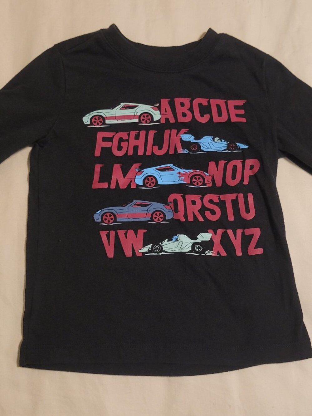 OshKosh B'Gosh Black Alphabet Cars Longsleeve T-Shirt Toddler Boys Size 2T